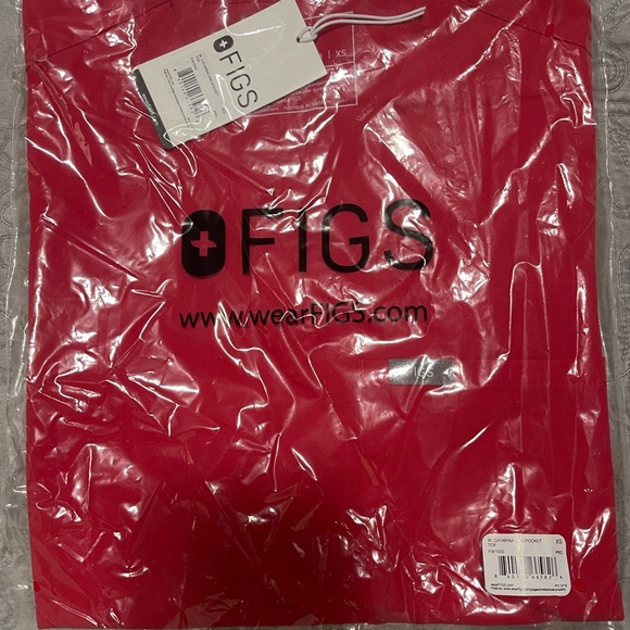 Figs Red Catarina one pocket scrub top XS AND Livingston basic scrub pants S - Picture 1 of 4